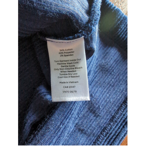 T by Talbots Navy Blue Velvet Corduroy Shawl Turtle Collar Sweater Women Sz 1X - Picture 4 of 7